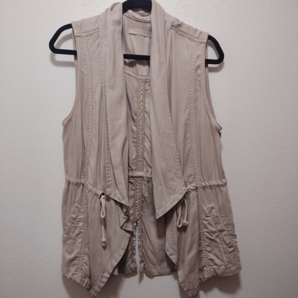 Max Jeans Khaki Military Style Cinched Vest M